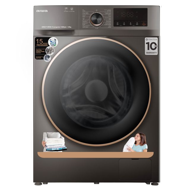 מכונת כביסה פתח חזית - 8 ק"ג Aiwa איווה AI80-P123111EA05e כסוף