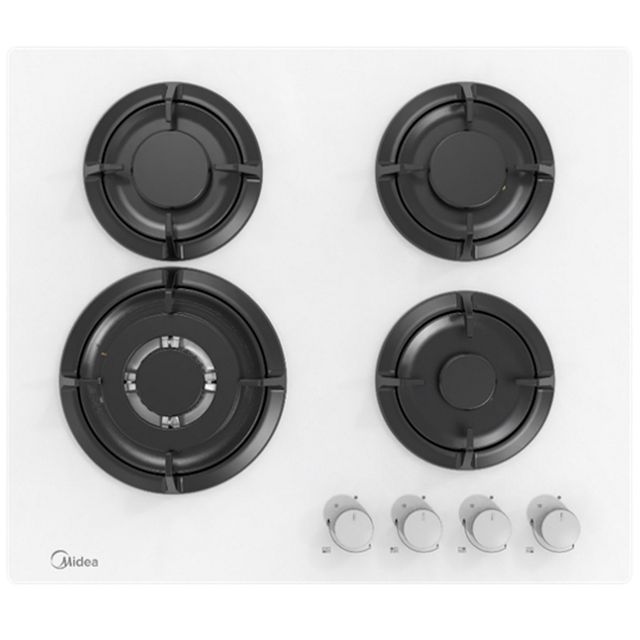 כיריים גז - 4 להבות Midea מידאה Defendi 60GH503-W זכוכית לבנה