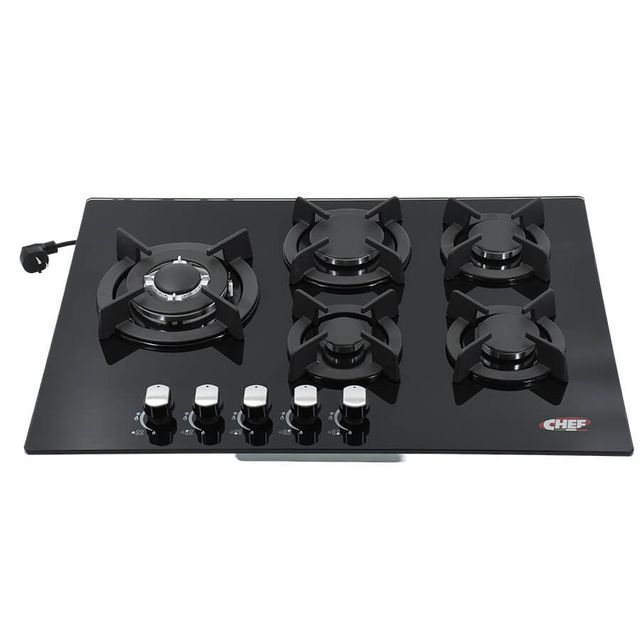 כיריים גז - 5 מבערים Chef שף 705ci-GB שחור