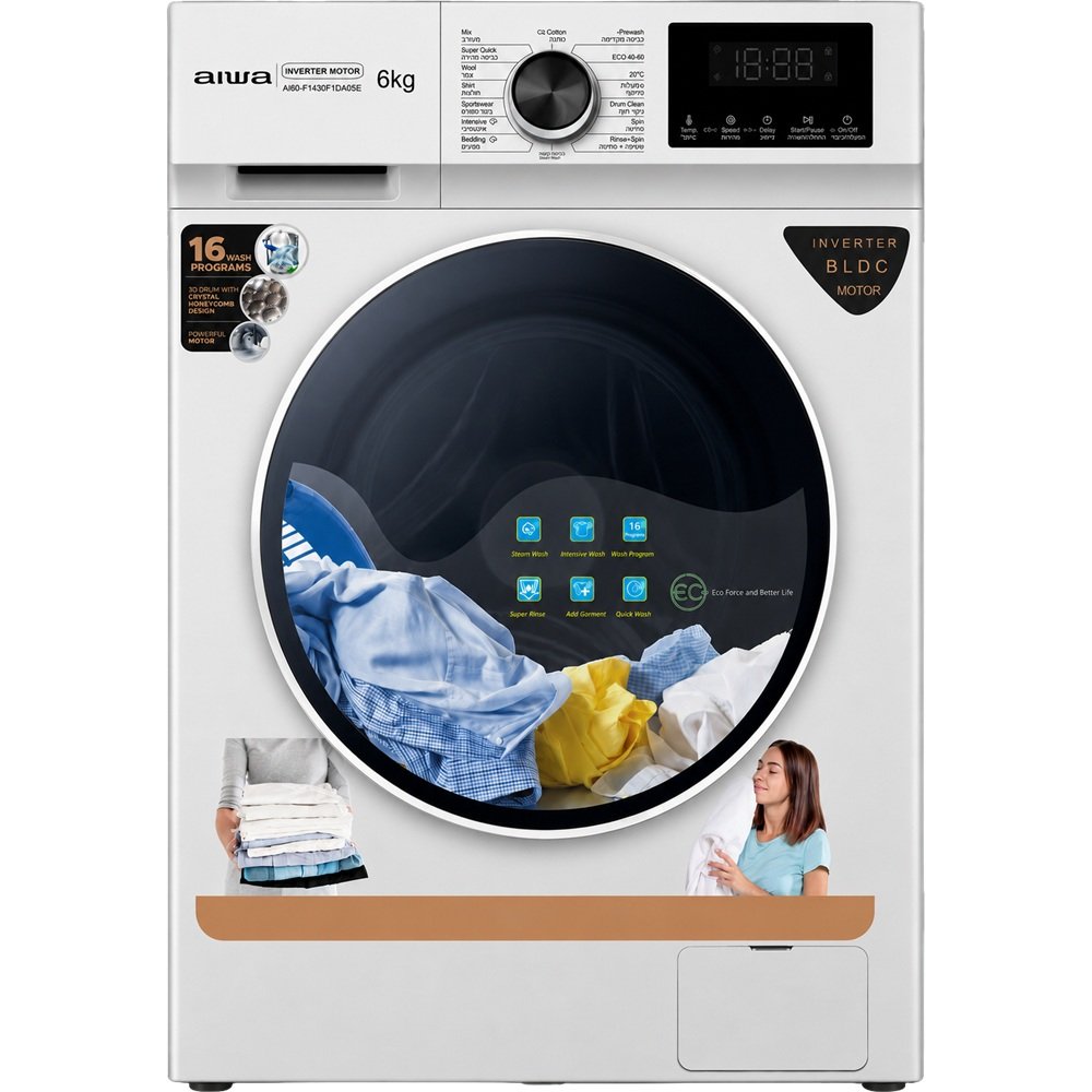 מכונת כביסה פתח חזית - 6 ק"ג AIWA איווה AI60-F1030F1BA05e