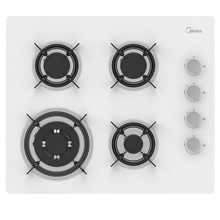 כיריים גז - 4 להבות Midea מידאה 60GL403-W זכוכית לבנה